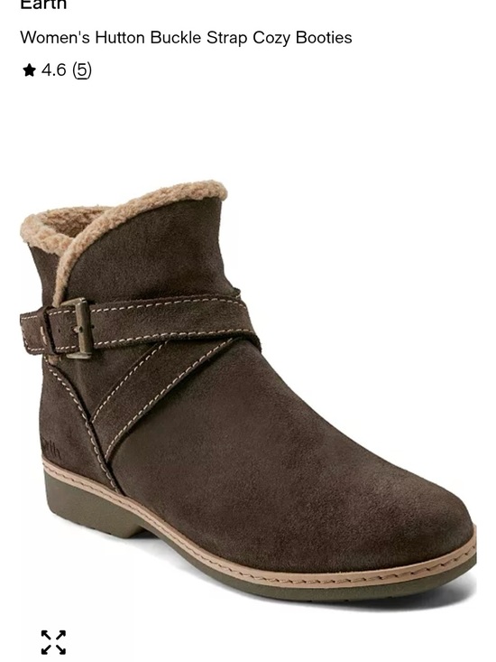 Earth Shoes - Earth Women's Hutton Suede Ankle Booties in Dark Brown with Shearling Collar
